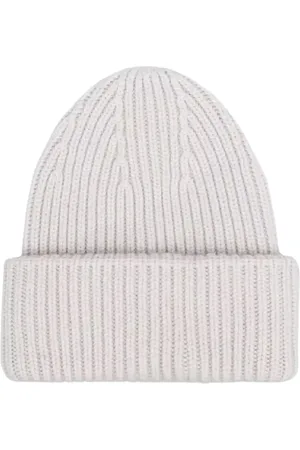 YVES SALOMON Tilbehør, unisex, Hvid, ONE SIZE, Uld, Cream Knit Beanie Hat