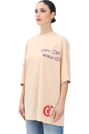 Roberto Cavalli Top, Dame, , M, Bomuld, Kunstnerisk Kærlighedsprint T-shirt til kvinder