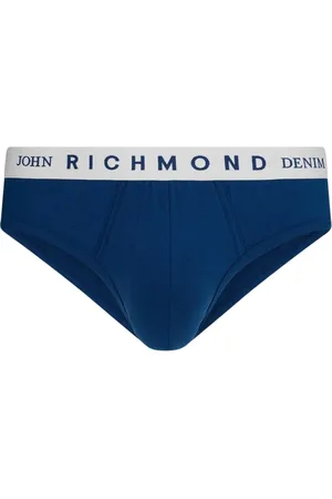 John Richmond Undertøj, Herre, Blå, L, Denim, Low-rise Cotton Slip med Denim Mønster