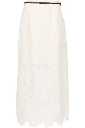 ZIMMERMANN Nederdel, Dame, , S, Bomuld, Ottie Broderet Midi-Nederdel