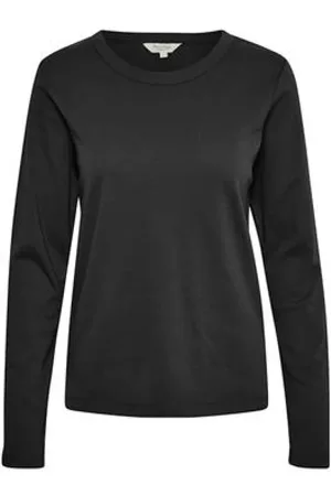 Part Two Top, Dame, Sort, 2XL, Bomuld, Langærmet top
