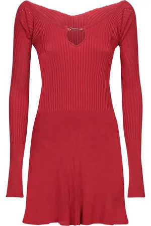 Jacquemus Kjole, Dame, Rød, XS, Polyester, Rød Ribstrikket Mini Kjole Aw24