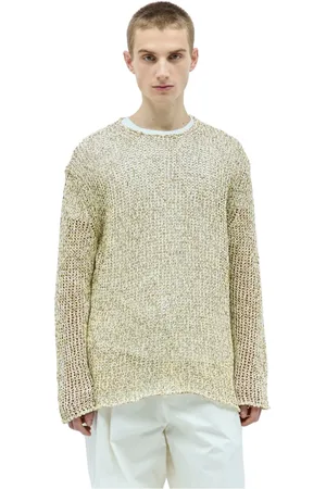 Jil Sander Strik, Herre, Gul, L, Bomuld, Open Knit Sweater