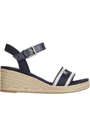 Tommy Hilfiger Sko, Dame, Blå, 40 EU, Bomuld, Webbing Wedge Sandal