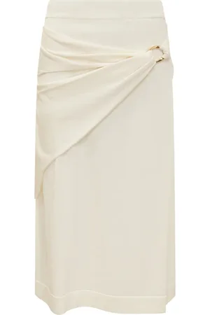 Jil Sander Nederdel, Dame, Hvid, L, Uld, Lagdelt Strikket Midi-Nederdel