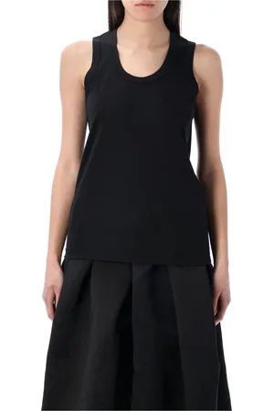 Comme des Garçons Top, Dame, Sort, S, Uld, Sort Tank Top U-Hals Ærmeløs