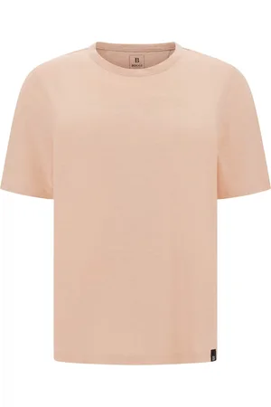Boggi Milano Top, Herre, Lyserød, S, Linned, T-shirt i strækbar linnedjersey