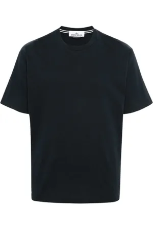 Stone Island Top, Herre, Blå, M, Bomuld, Blå Stribet Six Print Kortærmet T-shirt