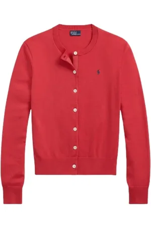 Ralph Lauren Strik, Dame, Rød, S, Bomuld, Pima Cotton Blend Cardigan