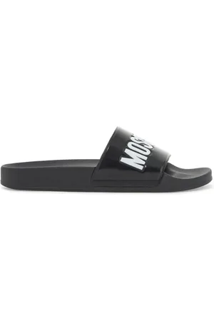 Moschino Sko, Herre, Sort, 41 EU, Gummislides med logo branding