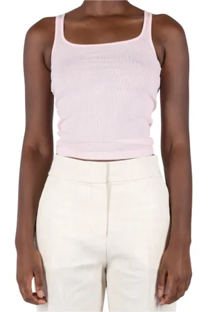 Jacquemus Top, Dame, Lyserød, L, Bomuld, Ribstrikket Tanktop