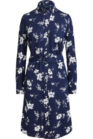 Ralph Lauren Kjole, Dame, Blå, 2XL, Bomuld, Floral Oxford Cotton Skjortekjole