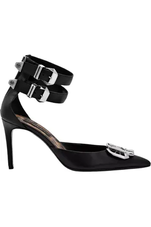 Philipp Plein Sko, Dame, Sort, 37 EU, Læder, Gothic Logo Hæle
