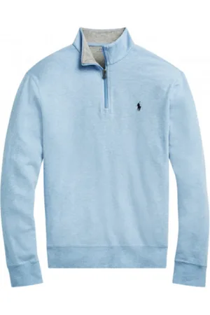 Ralph Lauren Strik, Herre, Blå, XL, Bomuld, Demi-Zip Bomuldsblandingstrøje
