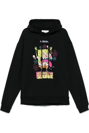 Iceberg Sweathshirts & Hoodies, Herre, Sort, S, Bomuld, Sort Hættetrøje med Broderet Logo