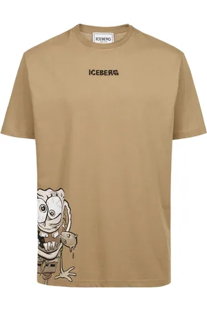 Iceberg Top, Herre, Brun, S, Regular fit mudfarvet T-shirt med SvampeBob print