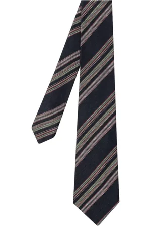 Paul Smith Tilbehør, Herre, Flerfarvet, ONE SIZE, Linned, Navy Block Stripe Silke-Linned Slips