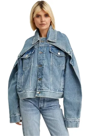Jean Paul Gaultier Jakke, Dame, Blå, S, Denim, Blå Oversize Denim Jakke med Revers