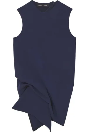Proenza Schouler Top, Dame, Blå, XS, Uld, Twisted-Detail Ærmeløs Bluse