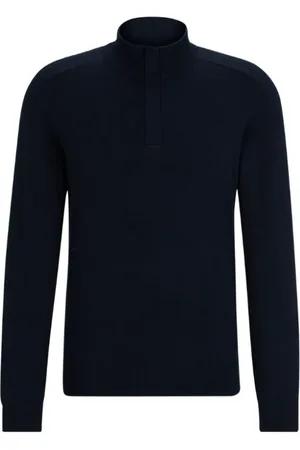 HUGO BOSS Strik, Herre, Blå, M, Bomuld, Rullekrave sweater