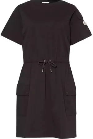 Moncler Kjole, Dame, Sort, 2XS, Bomuld, Sort Mini Kjole med Bælte