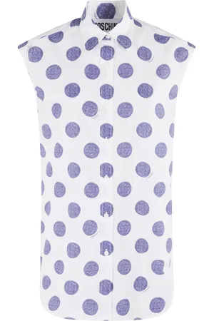 Moschino Bluser & Skjorter, Dame, Flerfarvet, S, Bomuld, Hvid prikket bomuldsskjorte