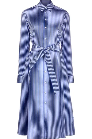 Ralph Lauren Kjole, Dame, Blå, S, Bomuld, Blå Bomulds Midikjole