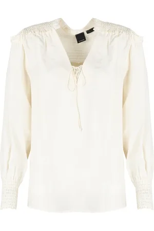 Pinko Bluser & Skjorter, Dame, Hvid, XS, Simpel V-hals Bluse