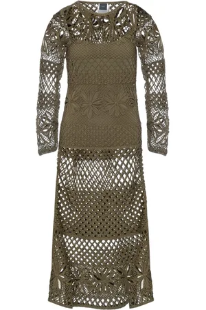 Pinko Kjole, Dame, Grøn, M, Polyester, Fantasy Net Midi Kjole