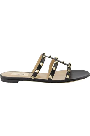 VALENTINO GARAVANI Sko, Dame, Sort, 36 EU, Rockstud Slip-On Flade Sandaler