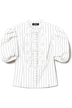 ACTITUDE Bluser & Skjorter, Dame, Hvid, XS, Bomuld, Stribet Macramé Skjorte
