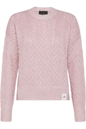 Peuterey Strik, Dame, Lyserød, L, Bomuld, Alpaca Bomulds Sweater med Sildebensmønster