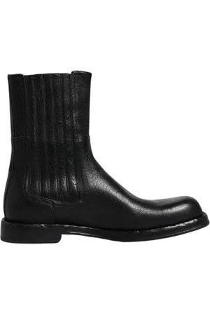 Dolce & Gabbana Sko, Herre, Sort, 45 EU, Læder, Sort læder midt kalv støvler sko