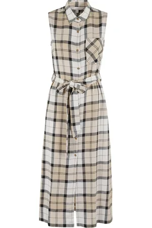 Barbour Kjole, Dame, Flerfarvet, M, Agnes Midi Kjole i Safari Tartan