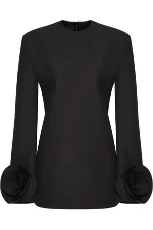 VALENTINO GARAVANI Kjole, Dame, Sort, XS, Uld, Sort Mini Kjole med Sorte Roser