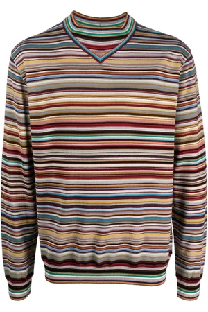 Paul Smith Strik, Herre, Flerfarvet, M, Uld, Stribet Jumper i Ren Ny Uld