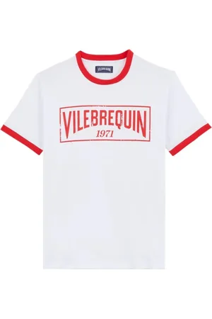 Vilebrequin Top, Herre, Hvid, L, Bomuld, T-shirt i let bomuld med tofarvet logo til mænd