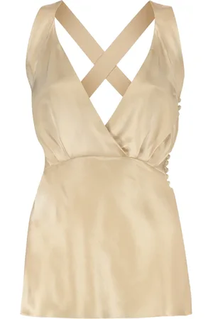 Khaite Top, Dame, , XS, Silke Top med Drapering og Krydsede Stropper