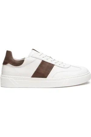 Nero Giardini Sko, Herre, Hvid, 42 EU, Læder, Hvide lædersneakers med brun indsats