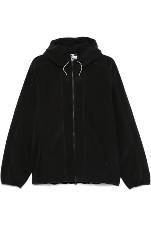 GR10K Sweathshirts & Hoodies, Herre, Sort, M, Uld, Fleece Hoodie med Front Lynlås Lukning