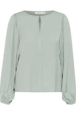 INWEAR Bluser & Skjorter, Dame, Grøn, M, Uld, Desert Bluse med Bådhals