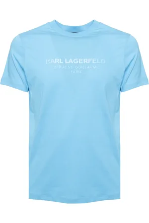 Karl Lagerfeld Top, Herre, Blå, S, Bomuld, 3D Adresse T-shirt