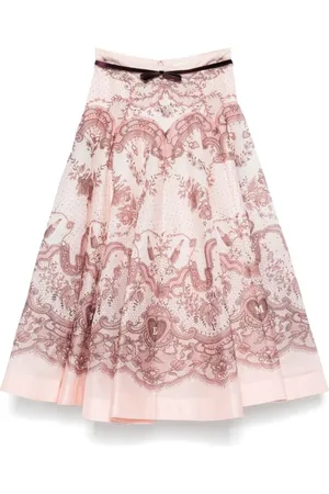 ZIMMERMANN Nederdel, Dame, Lyserød, S, Polyester, Crush Flared Midi Skirt