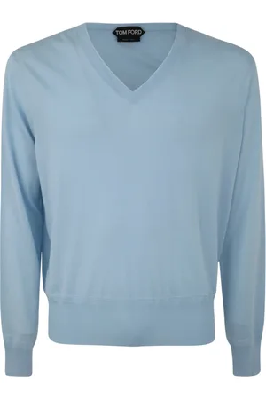 Tom Ford Strik, Herre, Blå, XL, Lyseblå V-hals sweater