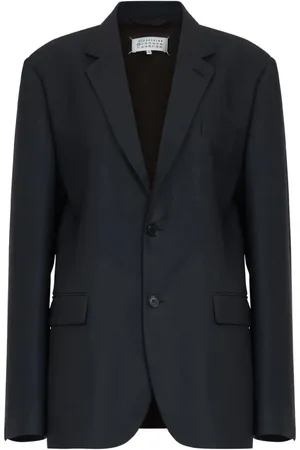 Maison Margiela Jakke, Dame, Blå, XS, Uld, Blå Uldfrakke Med Revers