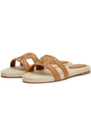Tommy Hilfiger Sko, Dame, Brun, 41 EU, Prægede flade sandaler