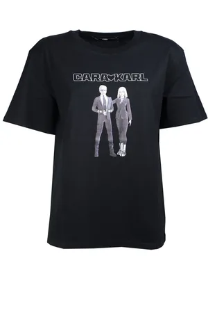 Karl Lagerfeld Top, Dame, Sort, 2XS, Bomuld, Avatar T-Shirt