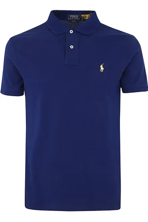 Ralph Lauren Top, Herre, Blå, XL, Bomuld, Kortærmet Strikket Polo Shirt