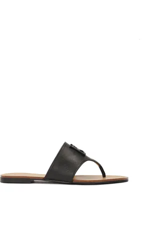 Kazar Sko, Dame, Sort, 39 EU, Læder, Sort læder flip-flops med bred rem