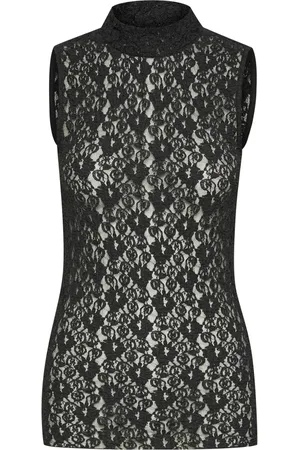 INWEAR Top, Dame, Sort, XS, Sort turtleneck top med blonde detaljer